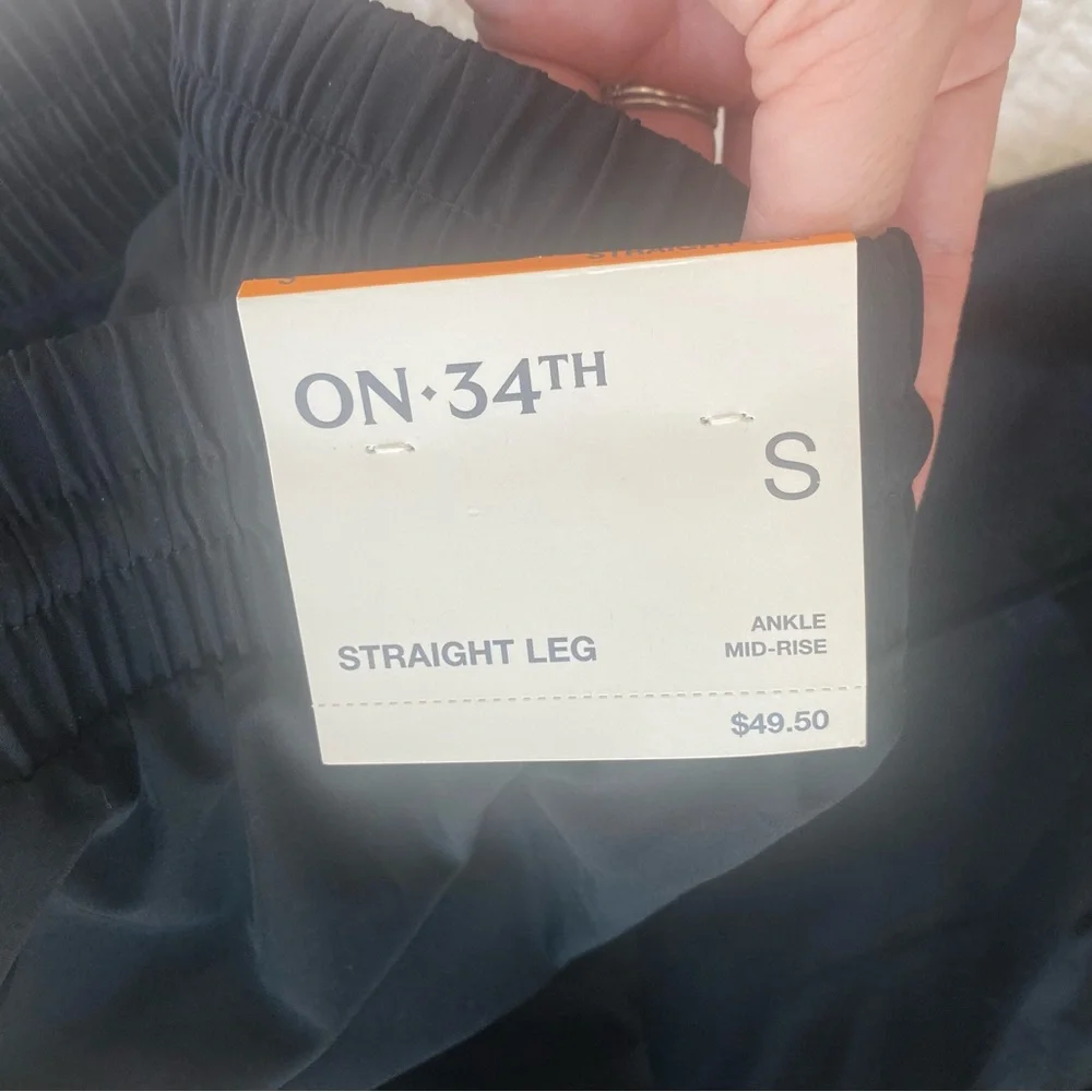 ON 34th black elastic waist straight ankle pants size Small NWT